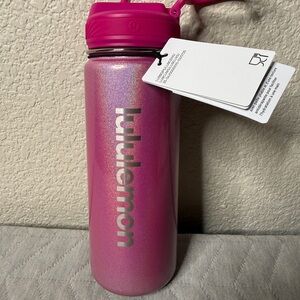 Lululemon Pink Water Bottle 18 oz Sparkly Iridescent Pink New